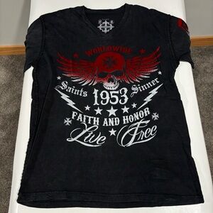 Raw State Redemption Saints Sinner Black Shirt Size X-Large XL